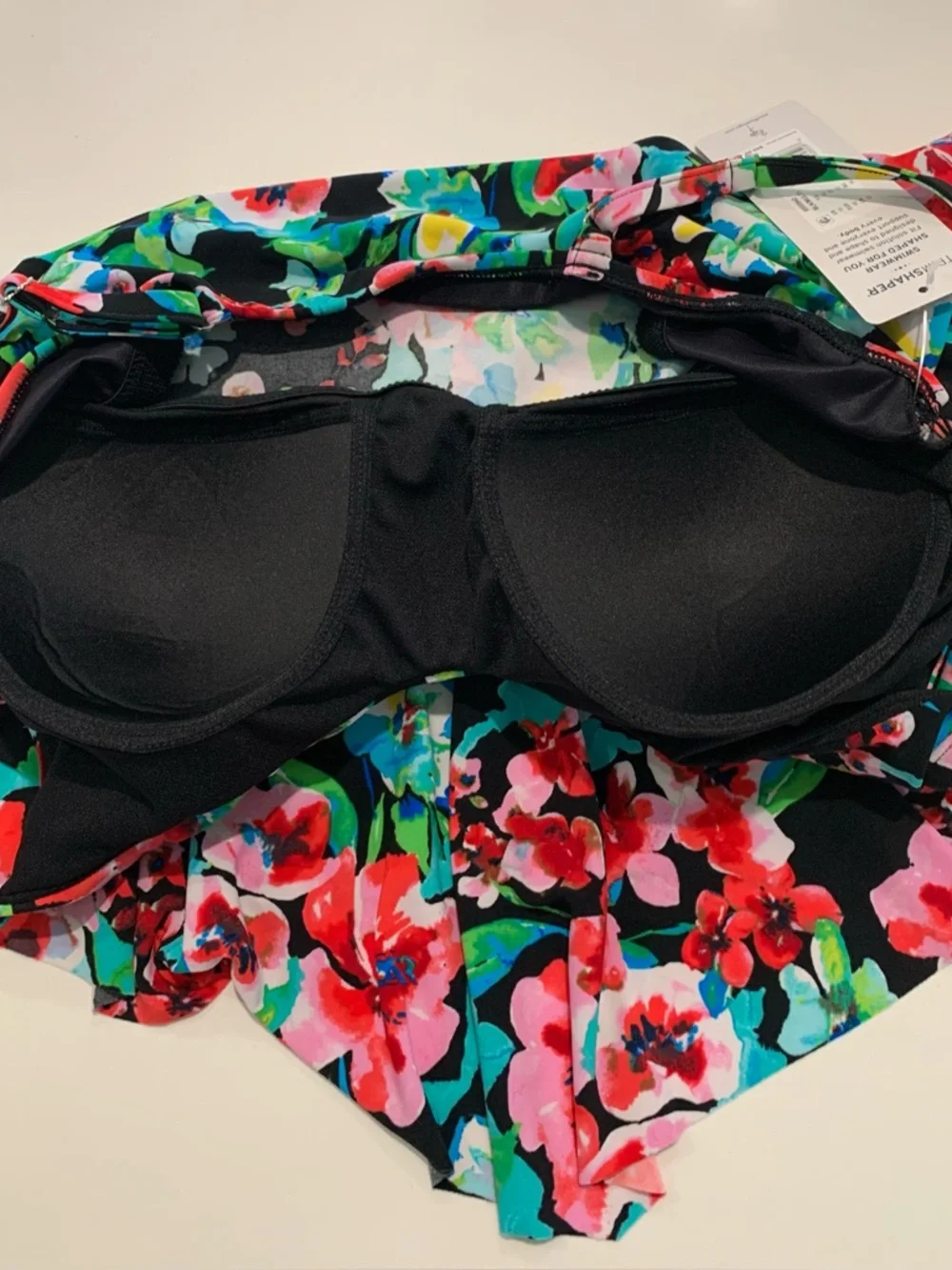 Trimshaper Floral Print Spaghetti Strap Women's Swimsuit Set, 18 NWT - Picture 2 of 9